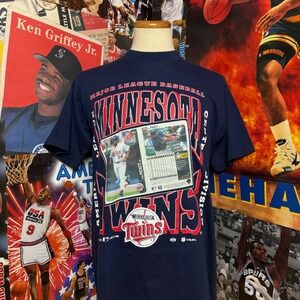 Vintage 90s Minnesota Twins Kirby Puckett Upper Deck T Shirt Baseball Sz Large‎